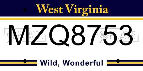 MZQ8753 West Virginia License Plate