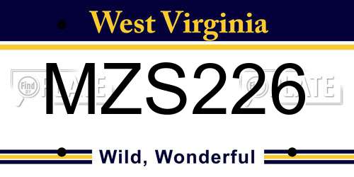 MZS226 West Virginia License Plate