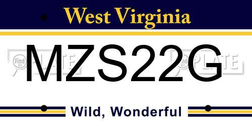 MZS22G West Virginia License Plate