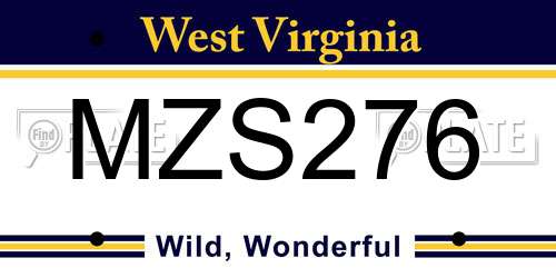 MZS276 West Virginia License Plate