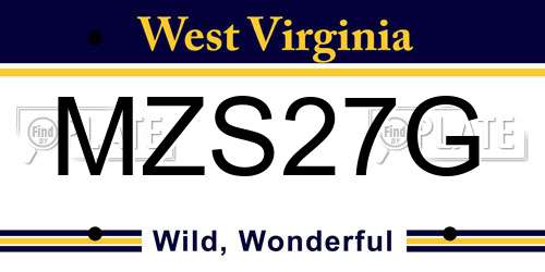 MZS27G West Virginia License Plate