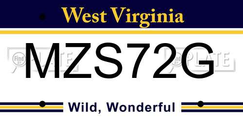 MZS72G West Virginia License Plate