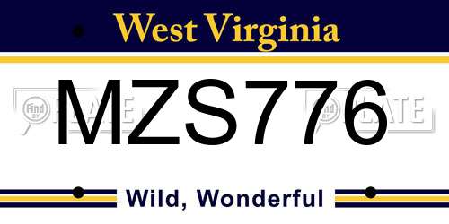 MZS776 West Virginia License Plate