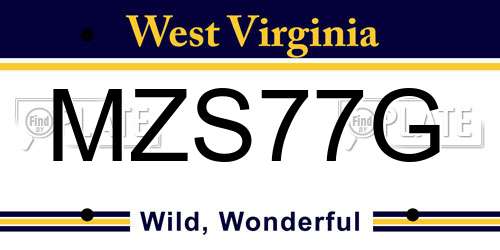 MZS77G West Virginia License Plate