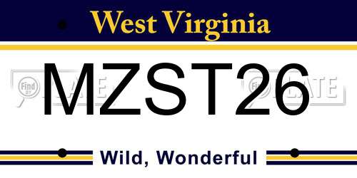 MZST26 West Virginia License Plate