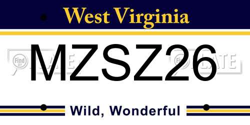 MZSZ26 West Virginia License Plate