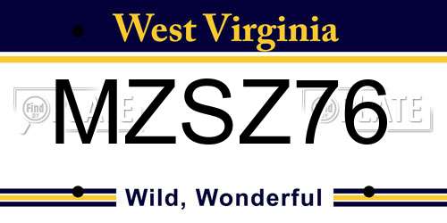 MZSZ76 West Virginia License Plate