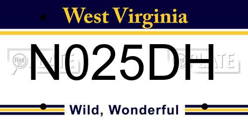 N025DH West Virginia License Plate