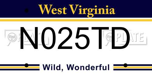 N025TD West Virginia License Plate