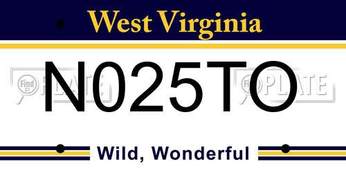 N025TO West Virginia License Plate