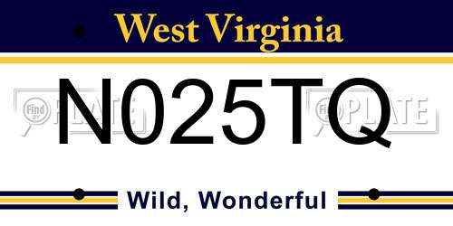 N025TQ West Virginia License Plate