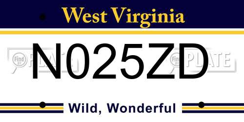 N025ZD West Virginia License Plate