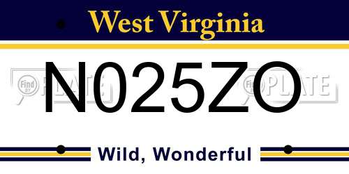 N025ZO West Virginia License Plate