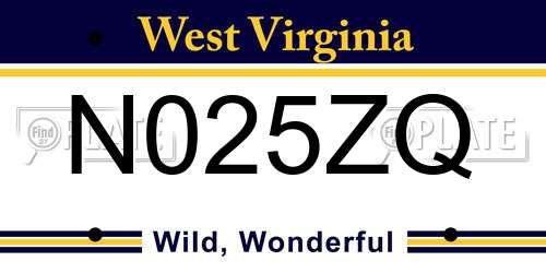 N025ZQ West Virginia License Plate