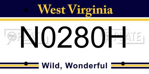 N0280H West Virginia License Plate