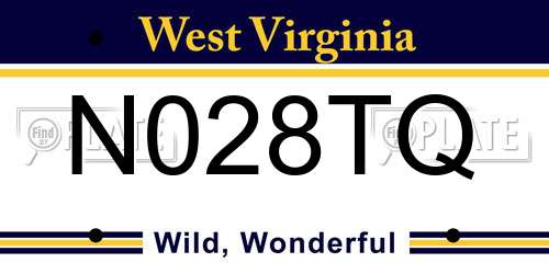 N028TQ West Virginia License Plate