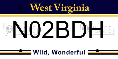 N02BDH West Virginia License Plate