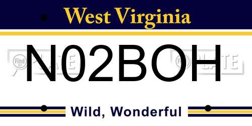 N02BOH West Virginia License Plate