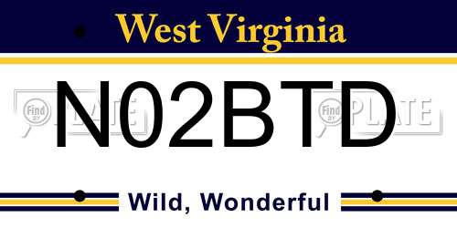 N02BTD West Virginia License Plate