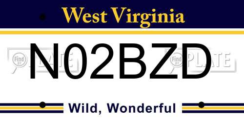 N02BZD West Virginia License Plate