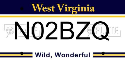 N02BZQ West Virginia License Plate