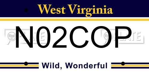N02COP West Virginia License Plate