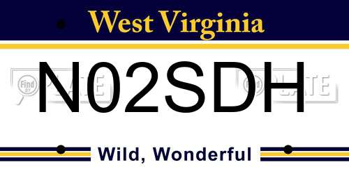 N02SDH West Virginia License Plate