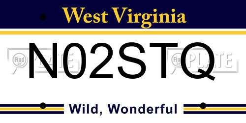 N02STQ West Virginia License Plate