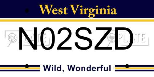 N02SZD West Virginia License Plate