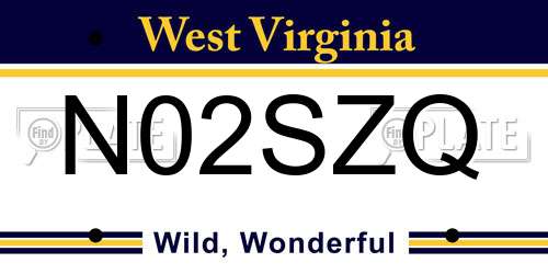 N02SZQ West Virginia License Plate