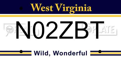 N02ZBT West Virginia License Plate