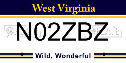N02ZBZ West Virginia License Plate