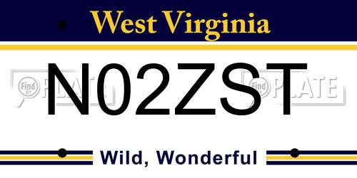 N02ZST West Virginia License Plate