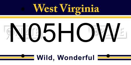 N05HOW West Virginia License Plate