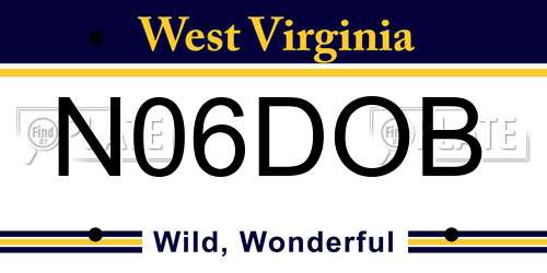 N06DOB West Virginia License Plate
