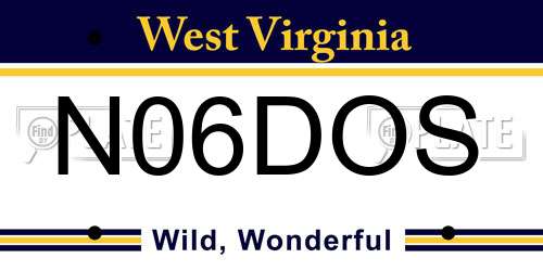 N06DOS West Virginia License Plate