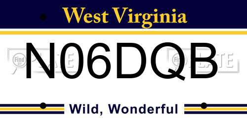 N06DQB West Virginia License Plate