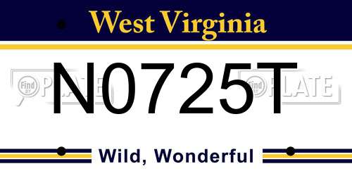 N0725T West Virginia License Plate