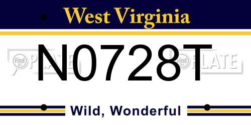 N0728T West Virginia License Plate