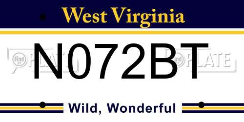 N072BT West Virginia License Plate