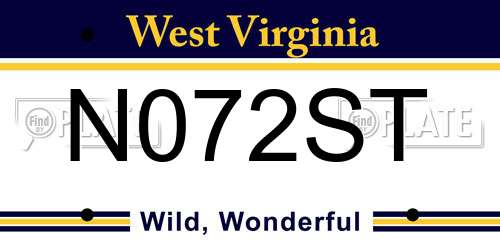 N072ST West Virginia License Plate