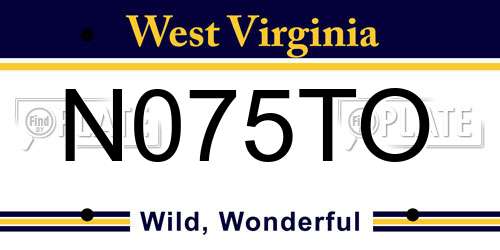 N075TO West Virginia License Plate
