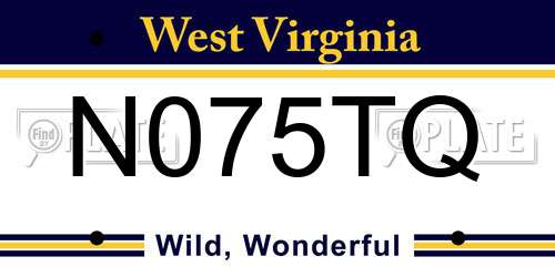 N075TQ West Virginia License Plate