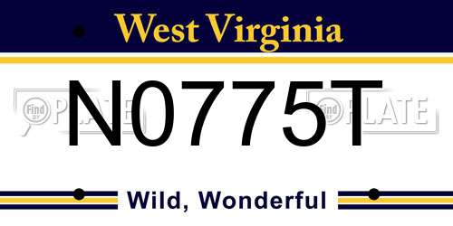 N0775T West Virginia License Plate