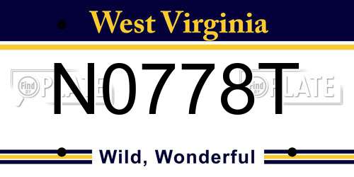 N0778T West Virginia License Plate