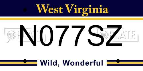 N077SZ West Virginia License Plate