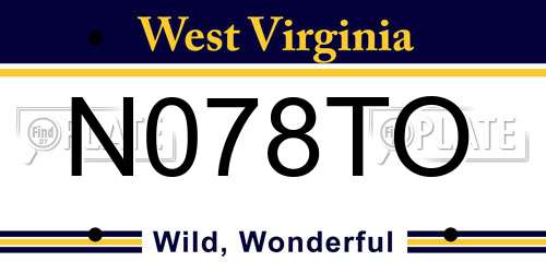 N078TO West Virginia License Plate