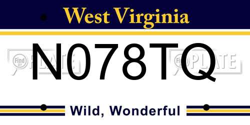 N078TQ West Virginia License Plate