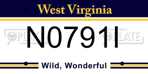N0791I West Virginia License Plate