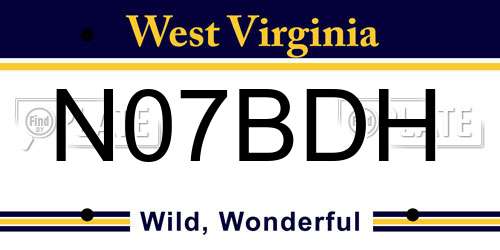 N07BDH West Virginia License Plate